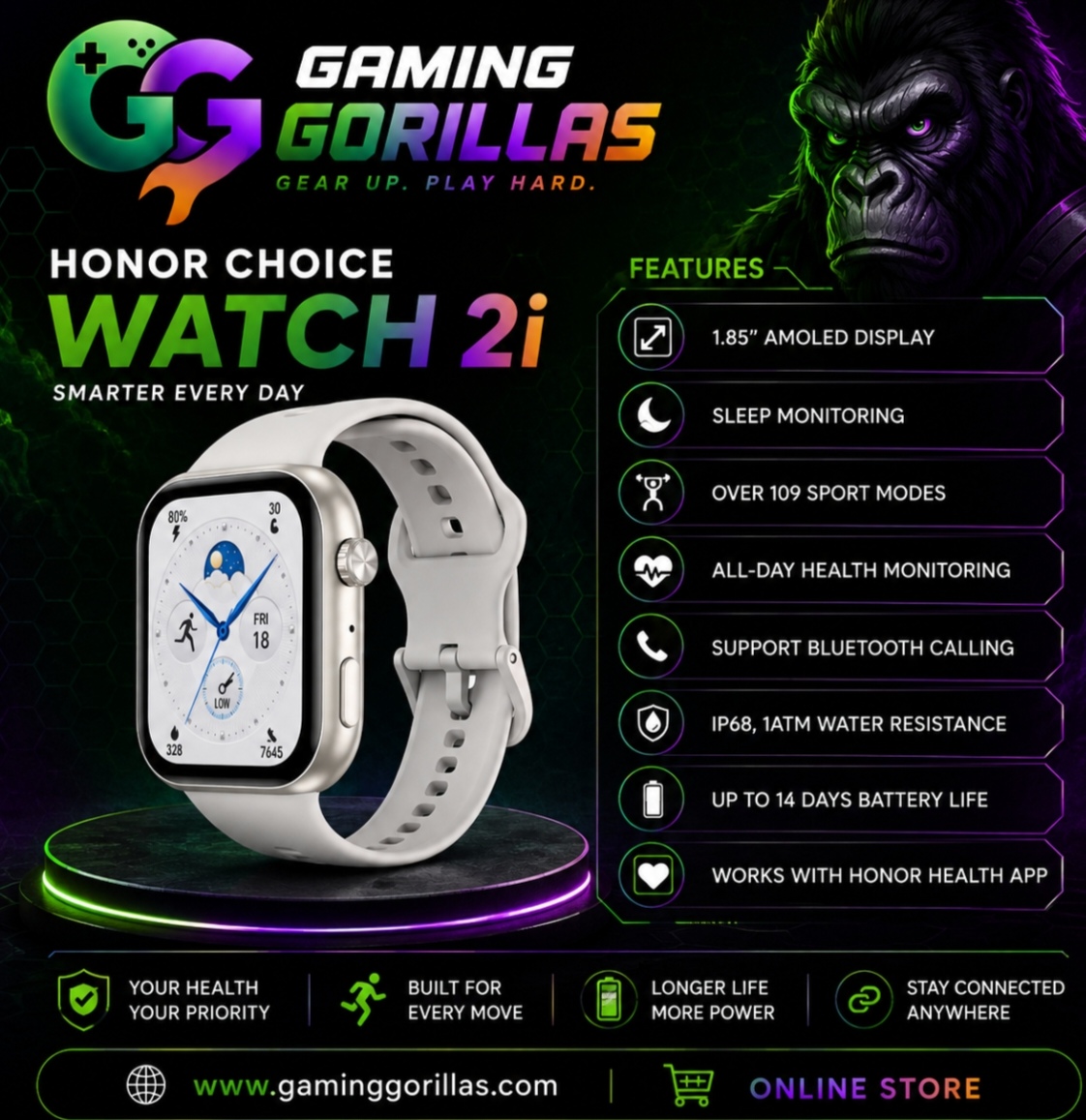 HONOR SMART WATCH 2i — Gaming Gorillas Centurion